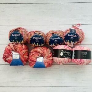 Yarn Lot Berger Du Nord, Lana Gatto, NY Yarns Textured Pink Red